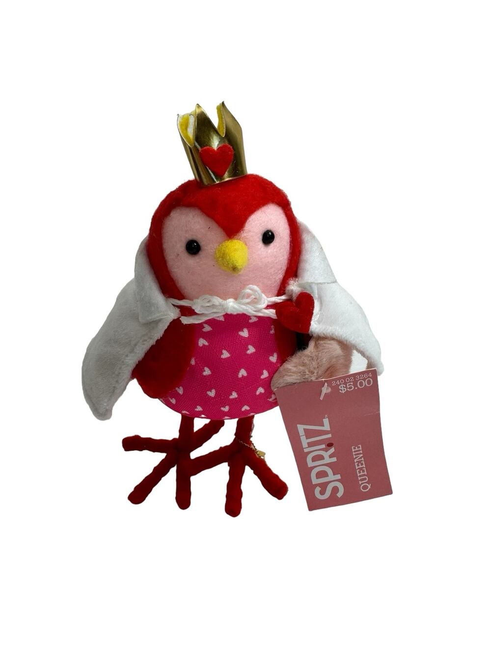 SPRITZ Queenie 2024 Bird Decoration Queen of Hearts Crown Red Pink Valentines